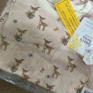 Burt's Bees Kids Pajama Set with Floral Accents fawn print 7 year